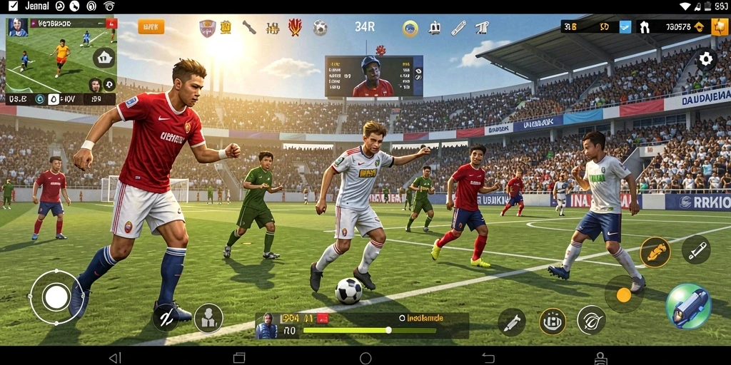 Screenshot gameplay 34R menunjukkan pertarungan seru antar tim.
