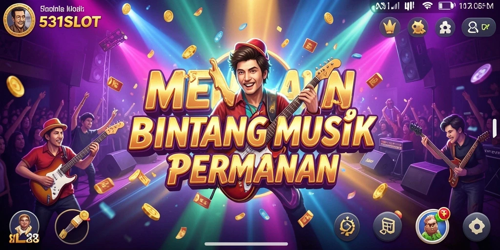 Tampilan interaktif game 531SLOT dengan elemen musik yang menarik.
