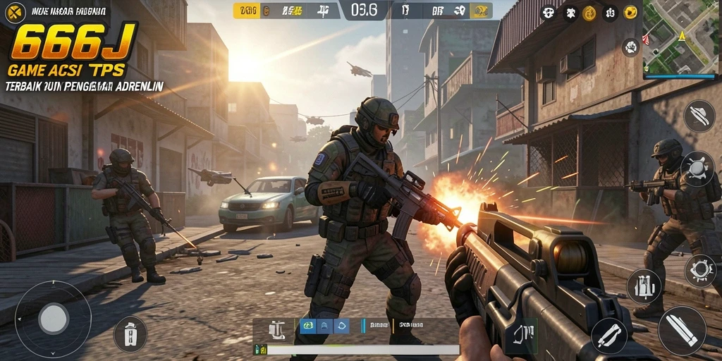 Screenshot utama 666J menampilkan aksi gameplay TPS yang intens.