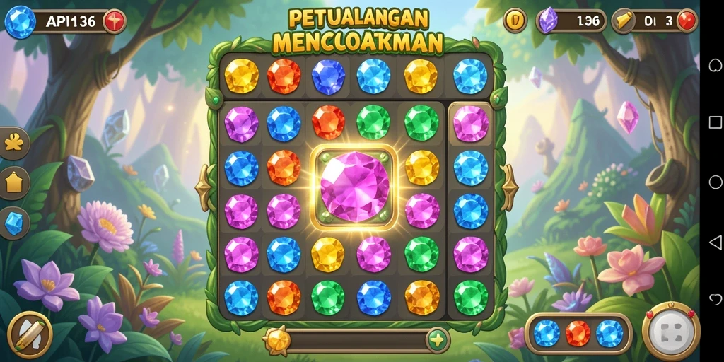 Screenshot API36 menampilkan aksi gameplay Match-3 yang seru.