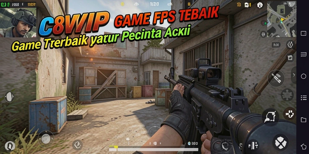 Screenshot gameplay C8VIP dengan aksi pertempuran FPS yang mendebarkan.