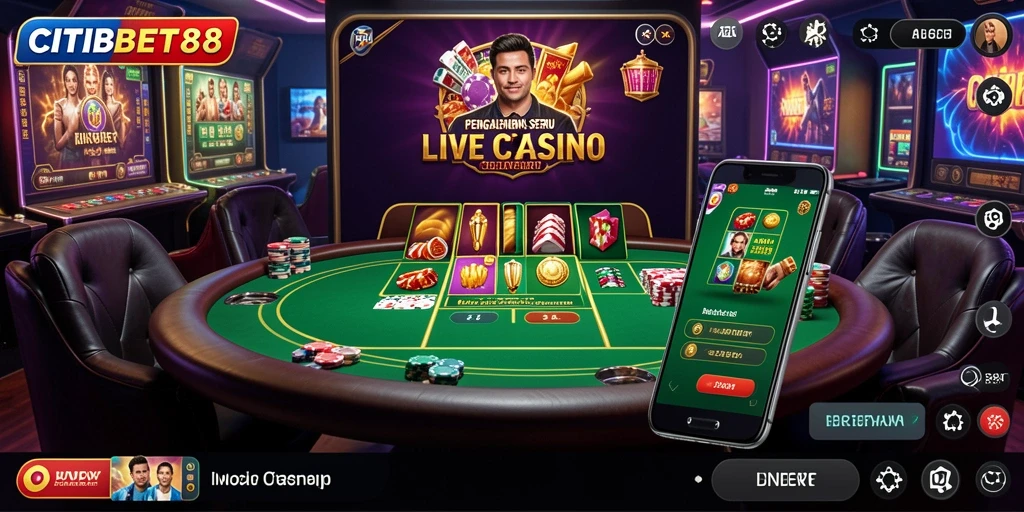 Tampilan utama CITIBET88 menampilkan dealer langsung dalam permainan Live Casino.