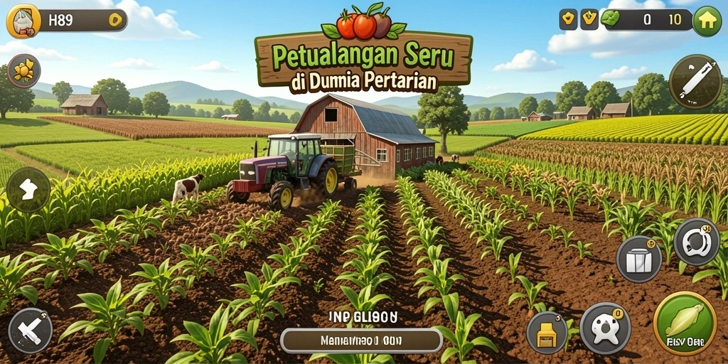Tampilan gameplay H89 yang menarik dan penuh warna dalam dunia pertanian.