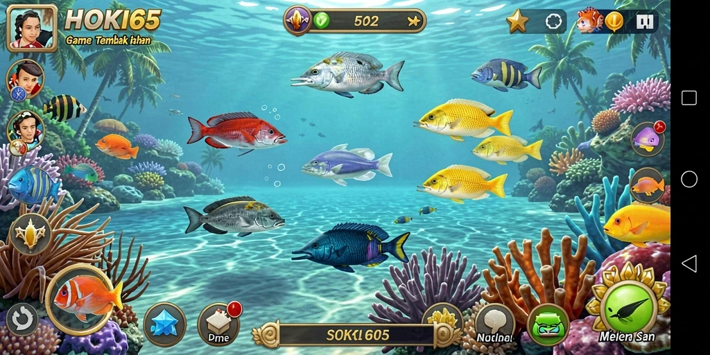 Screenshot HOKI65 menampilkan tampilan gameplay tembak ikan yang seru.