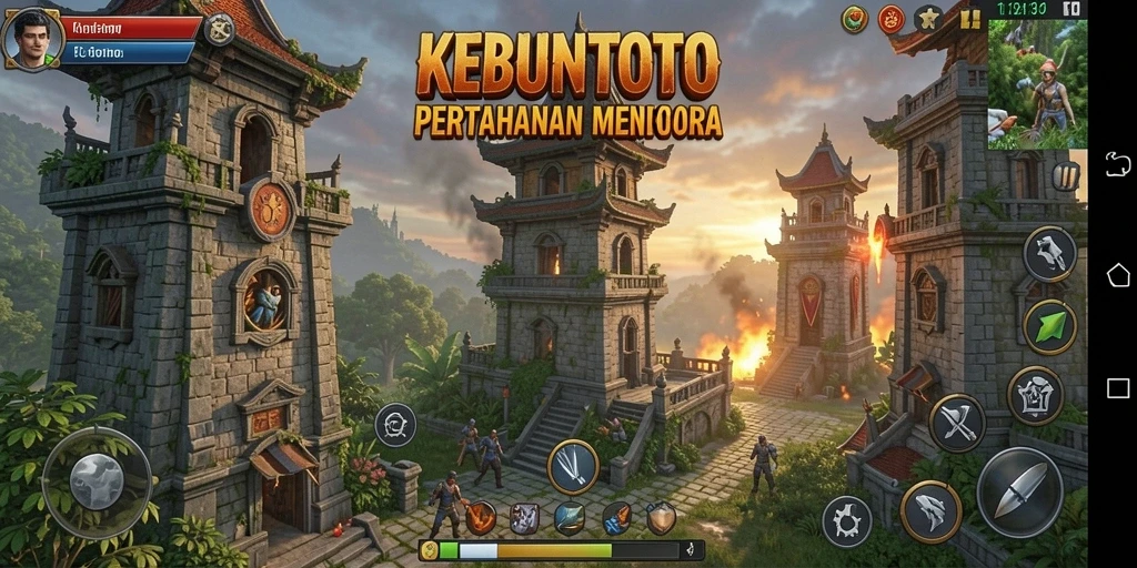 Screenshot menampilkan aksi seru dalam KEBUNTOTO Tower Defense.
