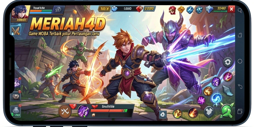 Screenshot gameplay <strong>MERIAH4D</strong> menampilkan aksi seru dalam pertarungan tim.
