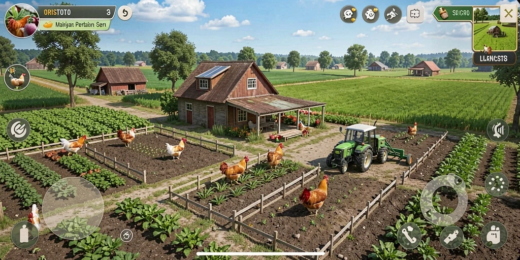 Tangkapan layar ORISTOTO menunjukkan aktivitas berkebun yang seru dan menyenangkan.