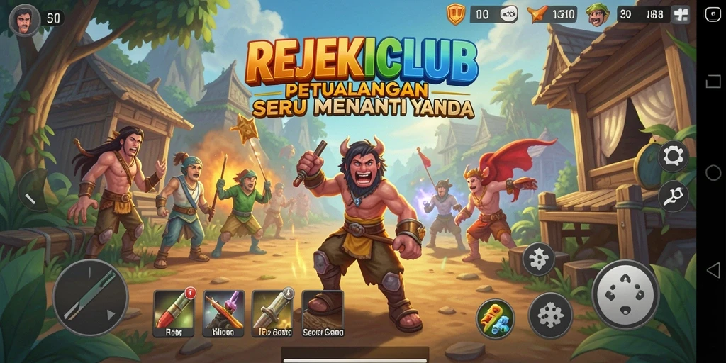 Tampilan gameplay seru dalam REJEKICLUB yang memikat.