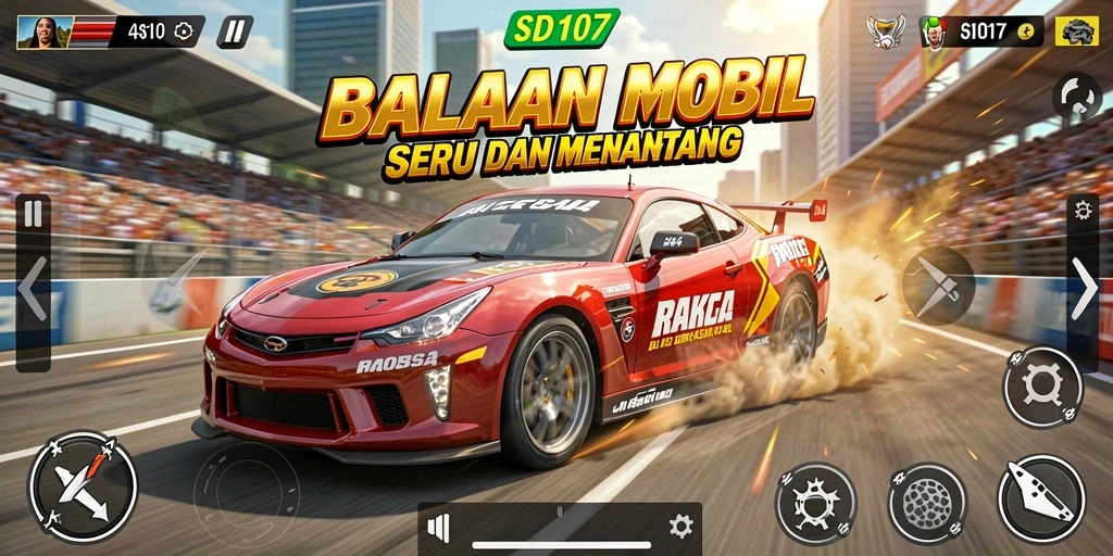 Tampilan gameplay seru di SD107 dengan balapan mendebarkan.