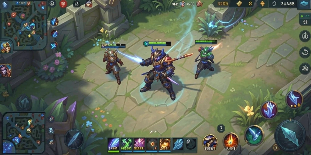 Screenshot utama gameplay MOBA yang seru dan kompetitif.