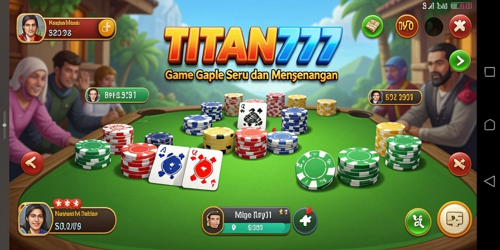 Screenshot utama TITAN777 menunjukkan gameplay Gaple yang menarik.