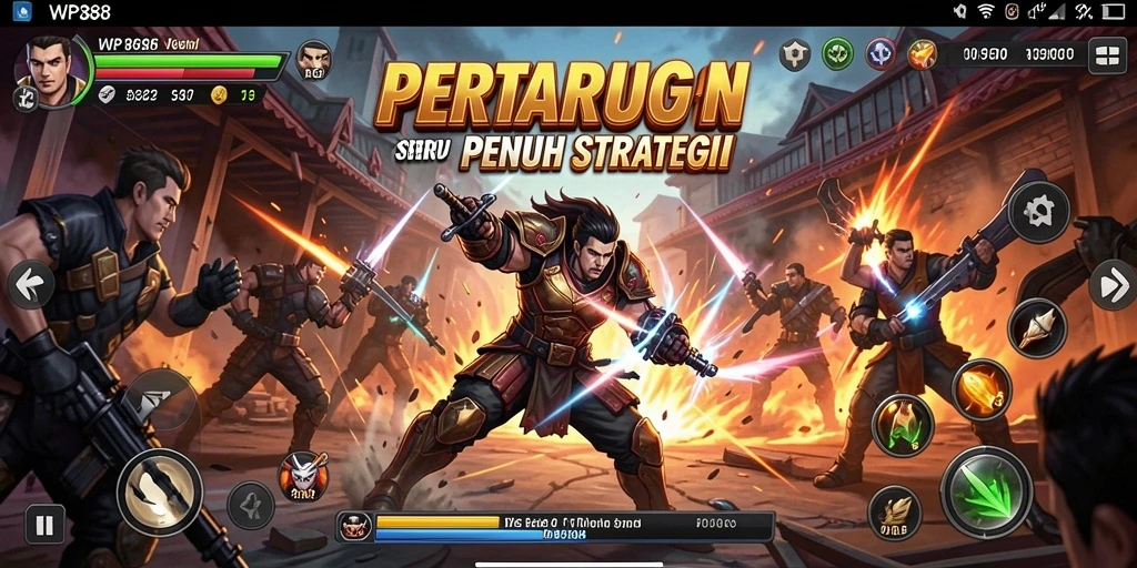 Screenshot WP888 menunjukkan aksi bertarung yang mendebarkan.